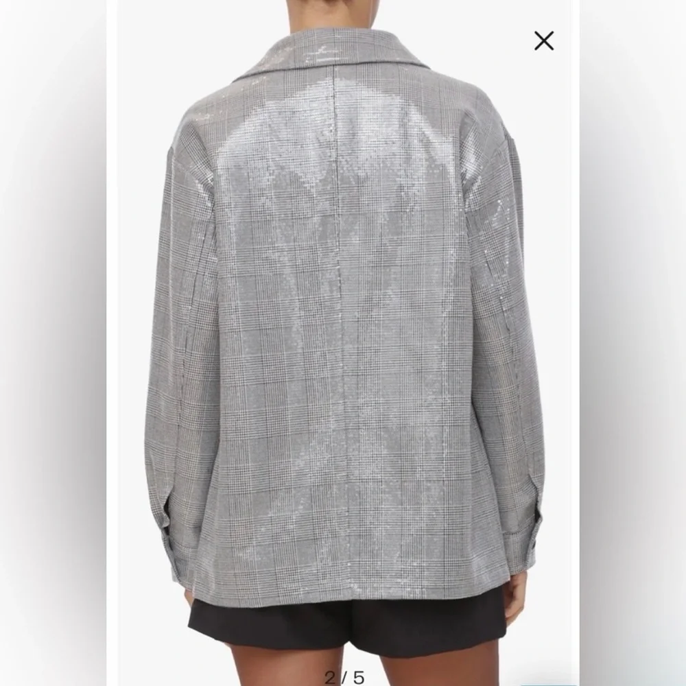 Avec Les Filles Sequin Plaid Shirt Jacket - Picture 4 of 12